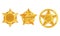 Golden Sheriff Badges with Star as Authority Sign Vector Set