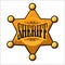 Golden sheriff star badge vector illustration