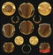 Golden Shields, labels and laurels, gold and brown collection