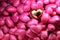 Golden shining heart on a background of pink shiny hearts. Beautiful festive backdrop for Valentine`s day.
