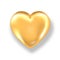 Golden shiny 3d heart with shadow isolated on white background. Valentines day glossy gold metal heart. Realistic vector