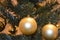 Golden shiny christmas globes