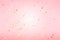 Golden shiny confetti on pink background in modern style. Sparkles shape on romantic wallpaper decor. Happy birthday invitation