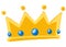 Golden shiny crown with jewel cartoon illustration hand drawing king quuen royal symbol