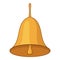 Golden ship bell icon, cartoon style