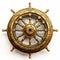 Golden Ship Wheel Design - Vintage Imagery With Symbolic Elements