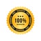 Golden sign 100 percent satisfaction guarantee. Flat vector illustration EPS 10