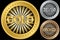 Golden, silver and bronze empty coins