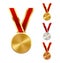 Golden Silver and Bronze Festive Winners Medals on Whit