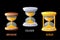 Golden, silver, bronze hourglass for measuring the time for game.