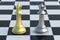 Golden and silver chess figures queen on chess board. Table games. International tournament