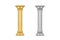 Golden and Silver Classic Greek Column Pedestal. 3d Rendering