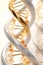 Golden and silver DNA strand - radiant light - scientific discovery and medical marvels concept - generative AI