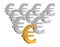 Golden and silver euro symbols illustration