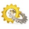 Golden and Silver Gears on white background