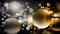 A golden and silver gradient with circular bokeh lights, adding a touch of luxury and glamour to your design, Generative AI,