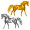 Golden And Silver Horses Statuette