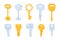 Golden and silver keys - flat design style icons set