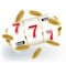 Golden slot machine wins the jackpot. 777 Big win concept. Casino jackpot.