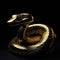 Golden snake on a black background, gold-plated snake