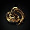 Golden snake on a black background, gold-plated snake close-up,