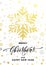 Golden snowflake glitter Merry Christmas New Year greeting card