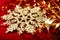 Golden snowflake and tinsel christmas background