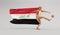 Golden soccer football player kicking a ball with iraq waving flag. 3D Rendering