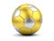 Golden soccerball on white closeup