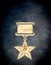 Golden Soviet Star Medal on Stone