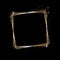 Golden sparkling square shape with golden glitter isolated on black background