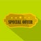 Golden special offer label icon, flat style