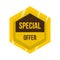 Golden special offer label icon, flat style