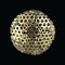 Golden spherical ball 3D rendering