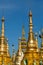 Golden spires at the Shwedagon pagoda