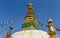 Golden spires at the Swayambhunath stupa in Kathmandu