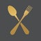 Golden spoon and fork crossed icon