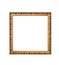 Golden square frame isolated on a white background