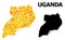 Golden Square Mosaic Map of Uganda