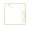 Golden square, rectangular frame, with golden eucalyptus leaves. minimalistic vintage design. shining, shiny frame for wedding, in