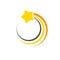 Golden star logo vector icon design. Technology circle logo and symbols. Shooting star symbol