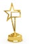 Golden star prize on pedestal