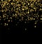 Golden stars falling from the sky on black background. Abstract Background. Glitter pattern for banner.