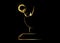 Golden stars prize concept Emmy Award Silhouette statue icon. Films and cinema symbol stock Academy award vector isolated or black