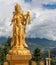 Golden statue of Buddhist Goddess at top hill in Kuensel Phodrang Nature Park, Thimphu, Bhutan