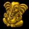 Golden statue of an elephant, one object closeup