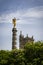 Golden statue on his column place du Chatelet in Paris