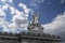 Golden statue of Liberty on the roof of the Opera Garnier, Paris, France