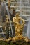 Golden statue at Peterhof Gardens, close to St. Petersburg in Russia