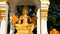 Golden statues of various Buddhist hypostases in a Great Buddha temple complex Pattaya, Thailand